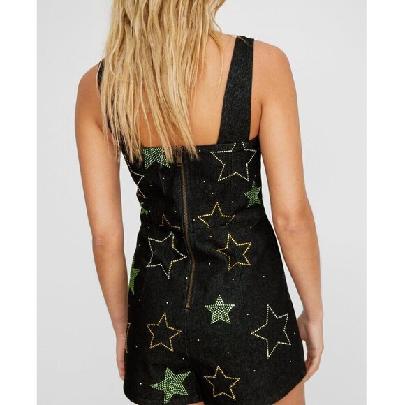 Nasty Gal Star Hotfix Denim Playsuit, NWT, Size 10 - Picture 4 of 9